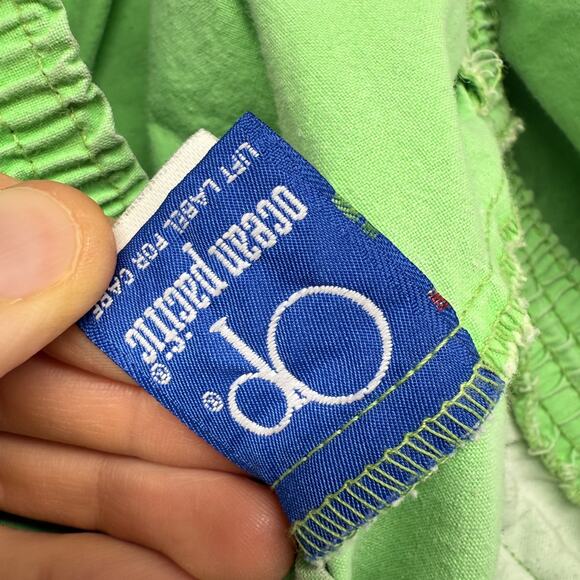 Vintage Ocean Pacific Shorts Men's XL Green Made In USA Elastic Waist Surf 90s - Picture 14 of 16